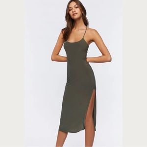 NWT Crisscross Lace-Up Midi Dress in Teal